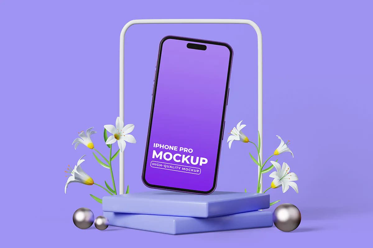 موکاپ موبایل با تم گل و بهار — تصویر ۲