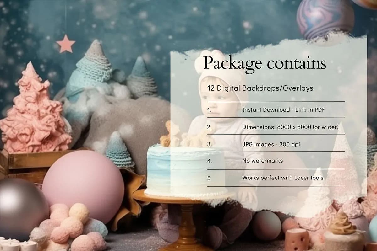 12 بک دراپ تولد کودک آتلیه عکاسی — تصویر ۷