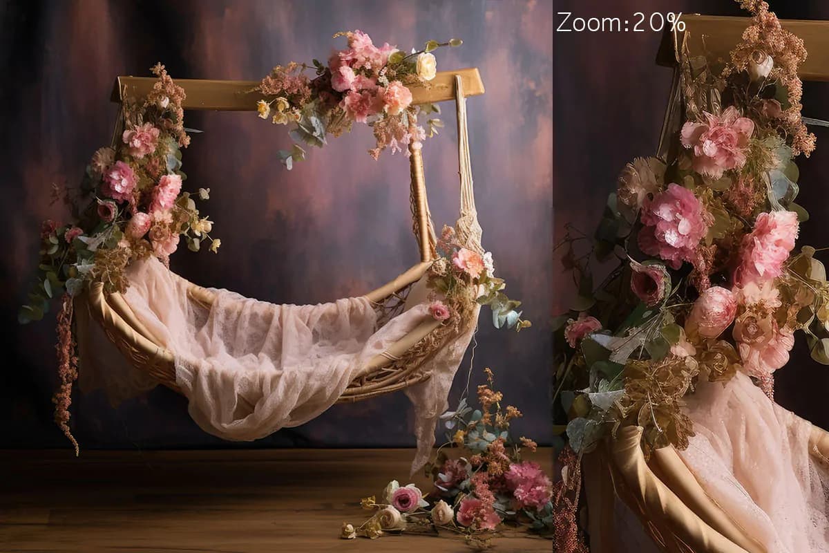 8 بک گراند گهواره گلدار نوزاد آتلیه عکاسی — تصویر ۴