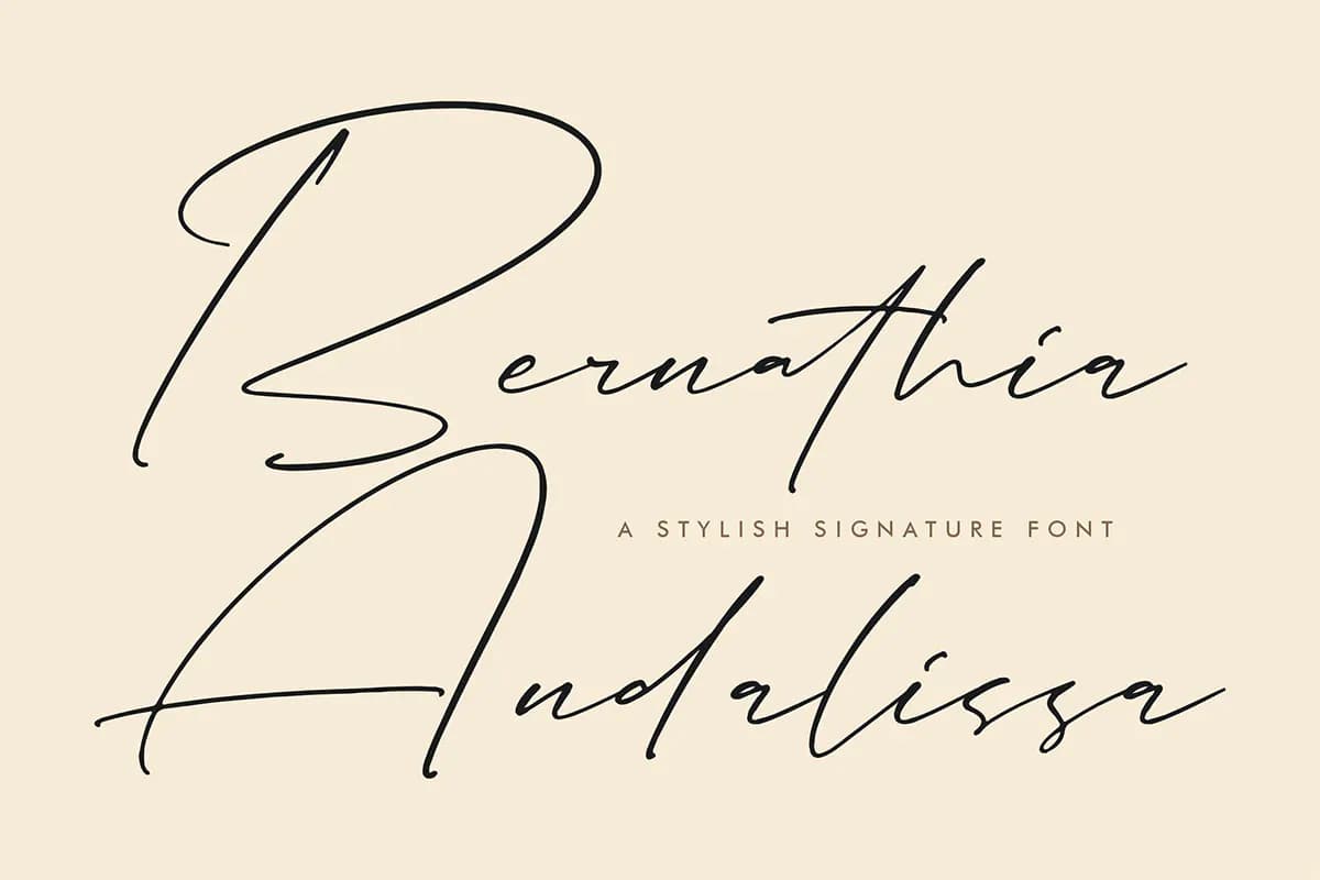 فونت امضا دستنویس شیک Bernathia Andalissa