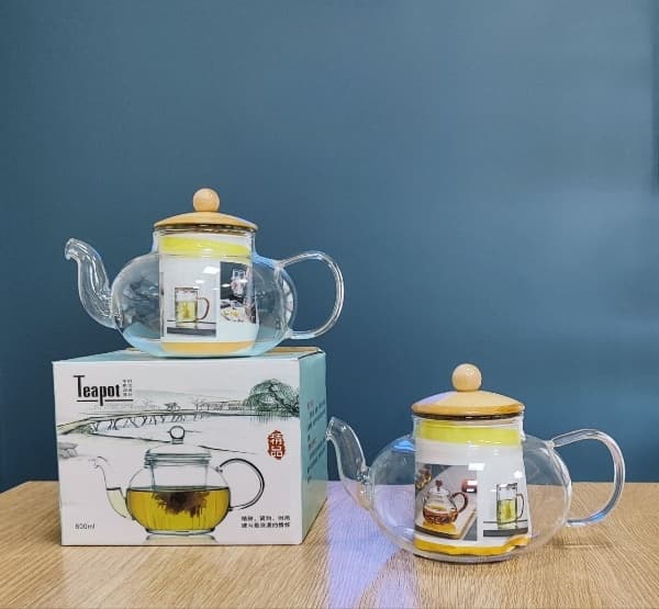 قوری پیرکس درب بامبو 600 میل Teapot