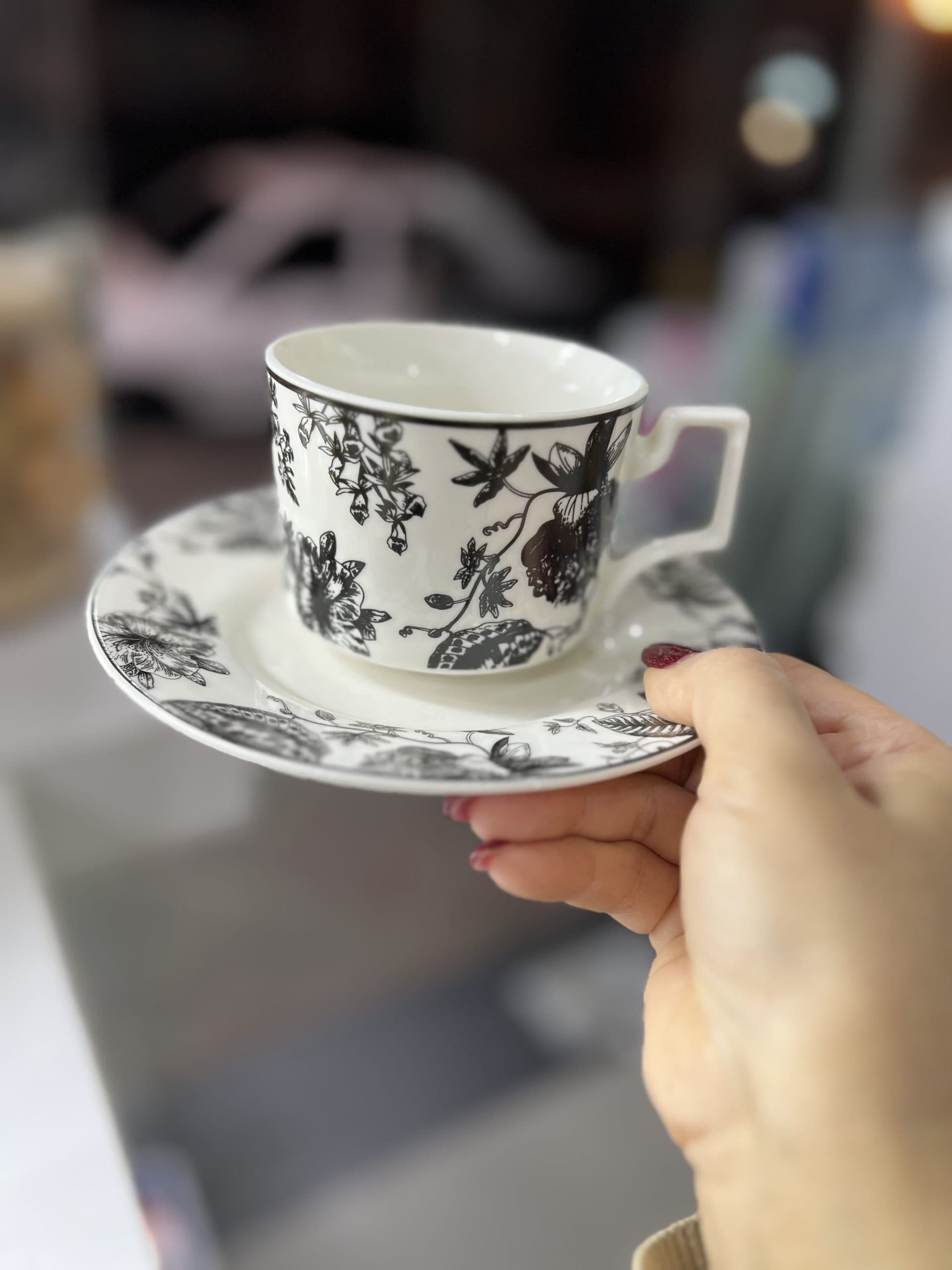 فنجان نعلبکی لته خوری مشکی