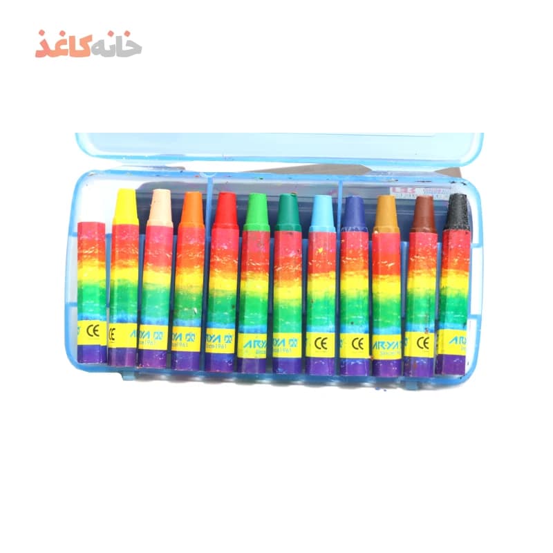 پاستل روغنی (مداد شمعی) 12 رنگ ابی طلقی آریا — تصویر ۲
