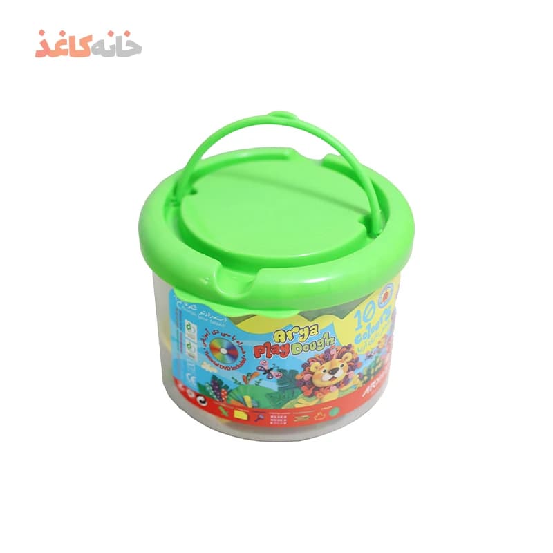 خمیر بازی ۱۰ رنگ سطلی سبز آریا