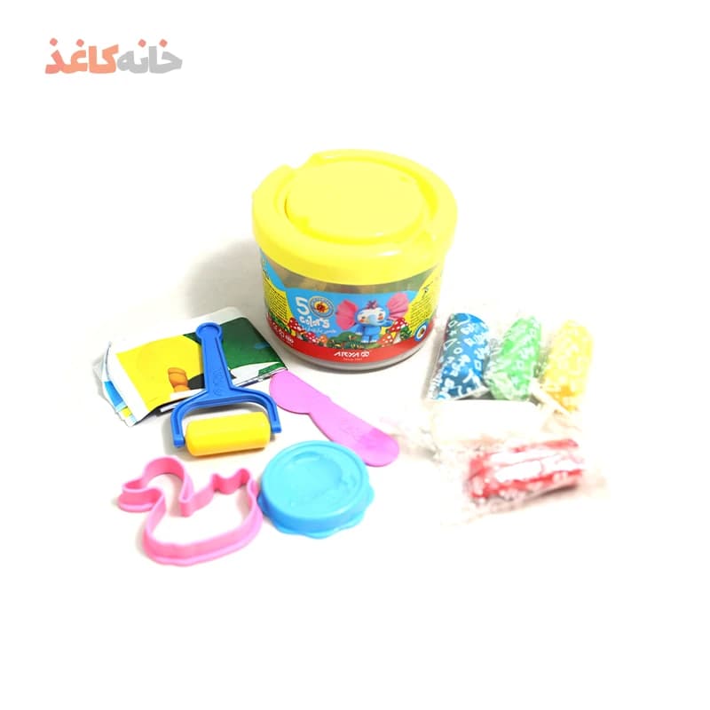 خمیر بازی 5 رنگ سطلی زرد آریا — تصویر ۲