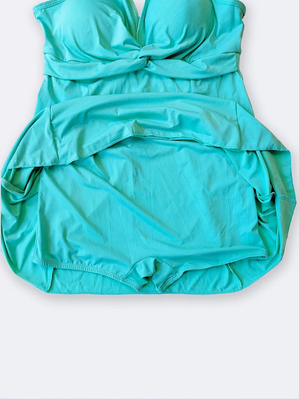 مایو دامنی کاپدار زنانه شیک سبز پادار اسپیدو ( Speedo ) نیمه پوشیده با سایز بزرگ — تصویر ۶