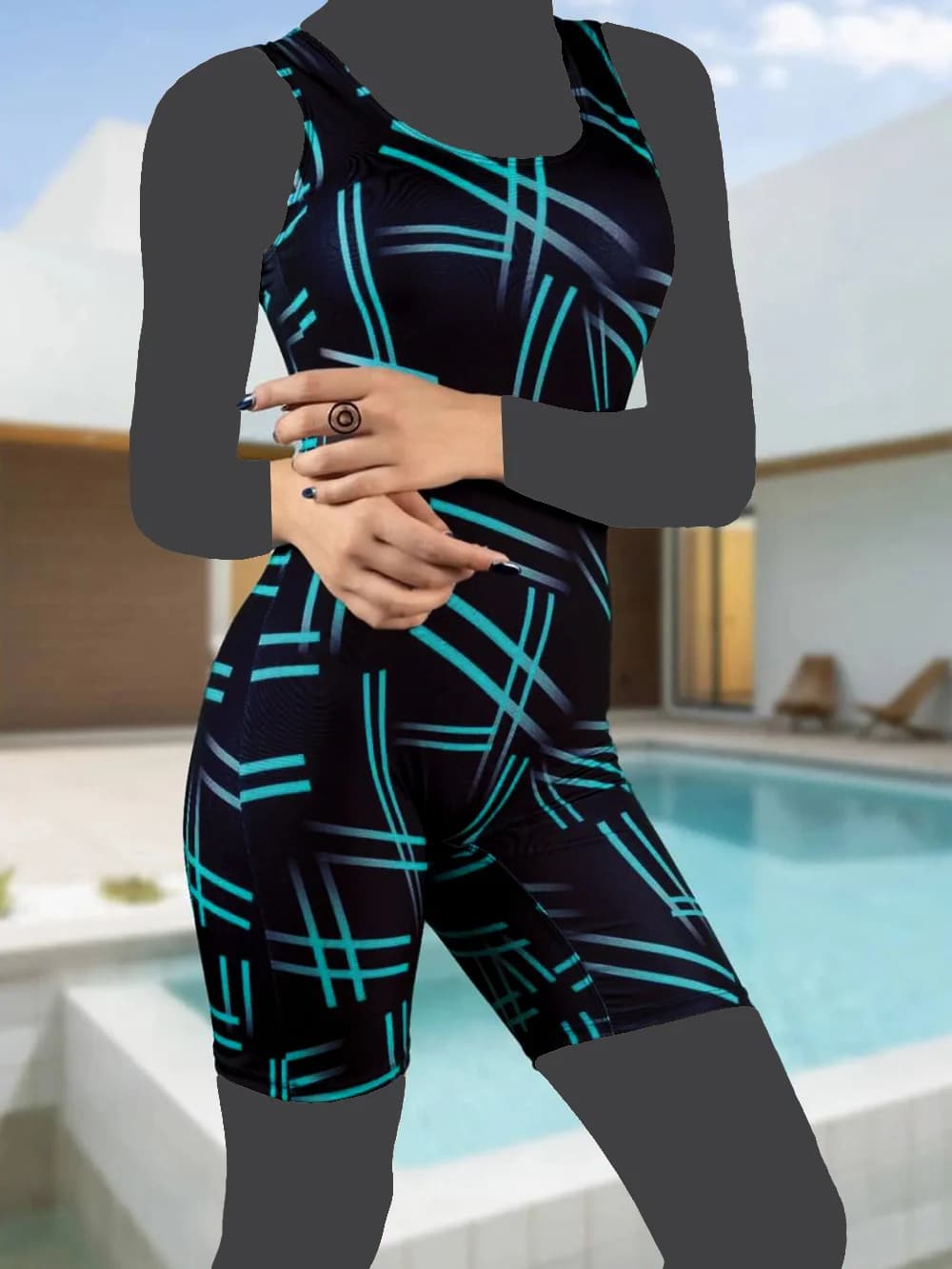 مایو زنانه پادار بلند برای استخر کاپ دار اسفنجی اسپیدو ( Speedo ) مشکی رنگ — تصویر ۳