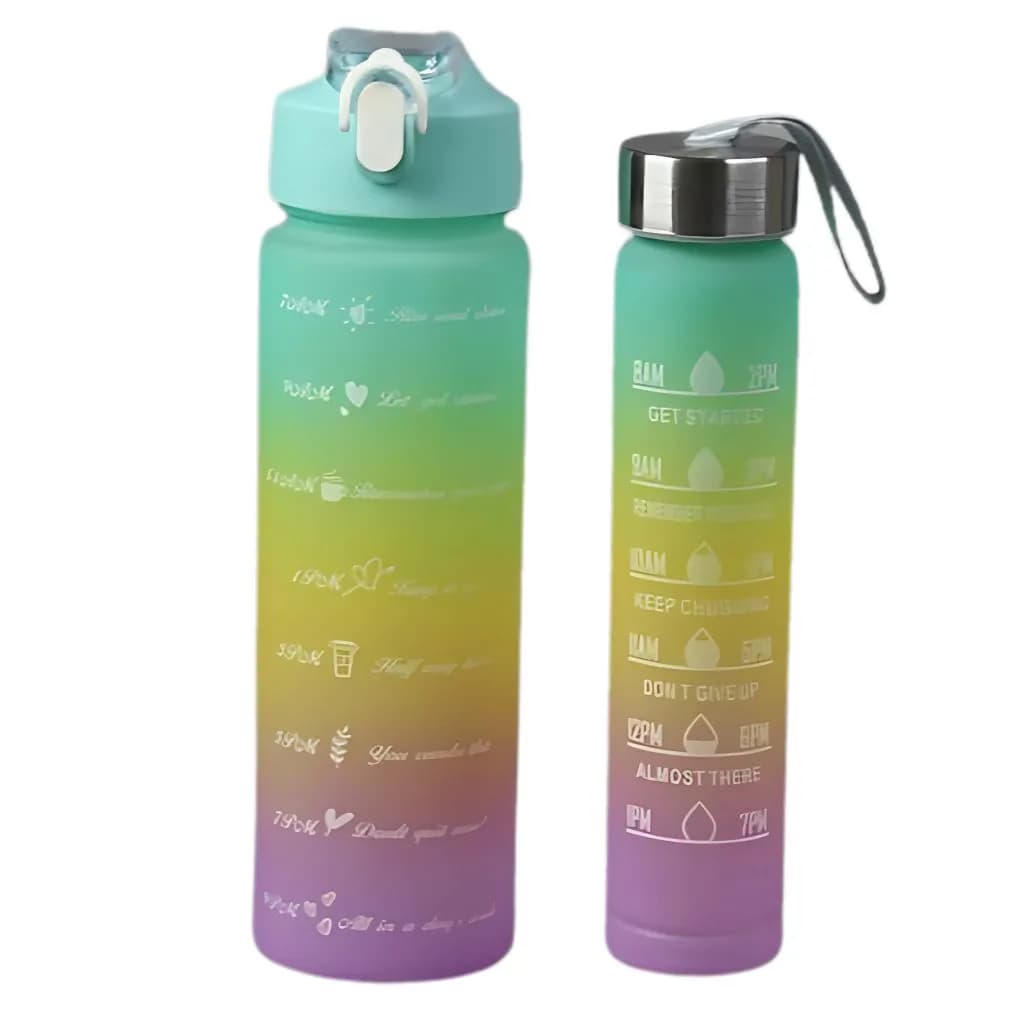قمقمه دو قلو مدل آبرنگی قفل دار گنجایش 800ml کد 5981 — تصویر ۵