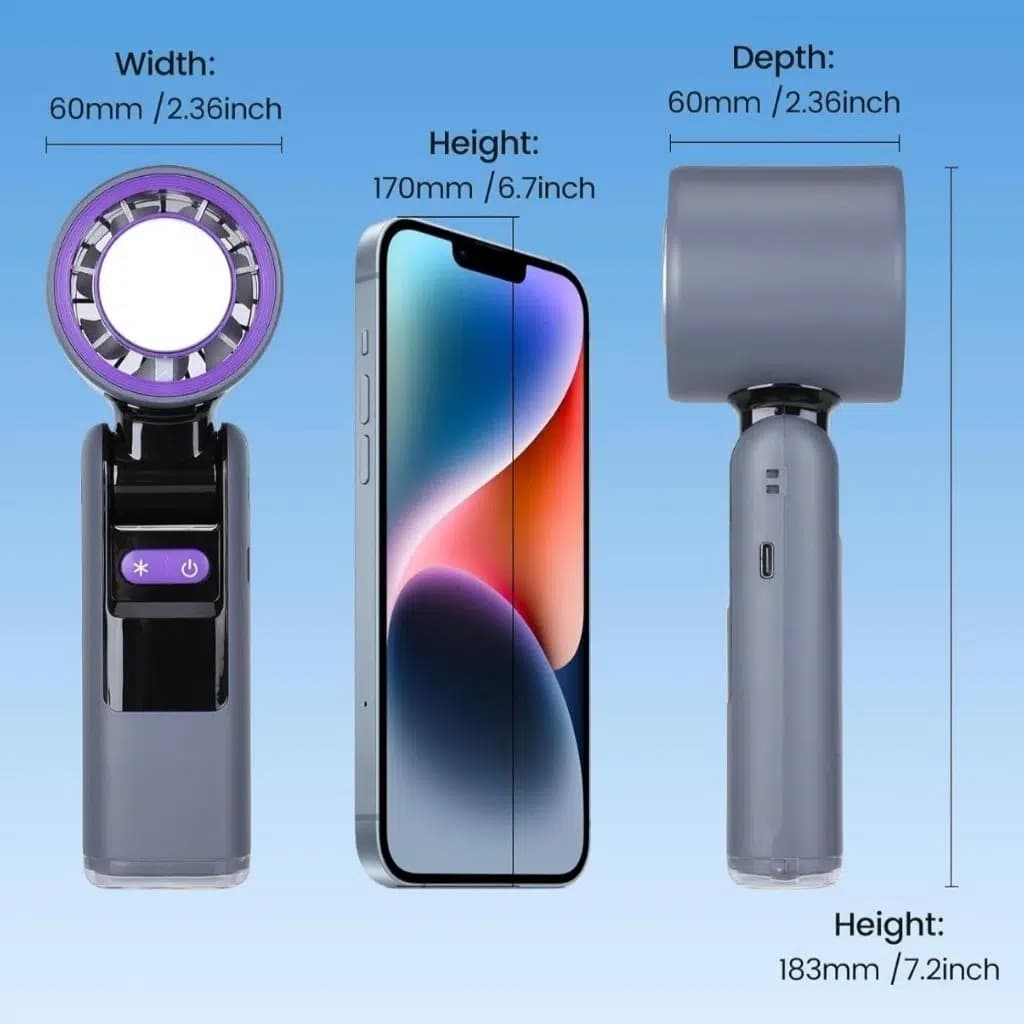 پنکه دستی شارژی با صفحه نمایش دیجیتال مدل K801 — تصویر ۴