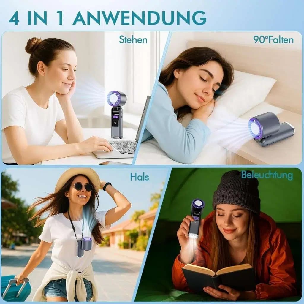 پنکه دستی شارژی با صفحه نمایش دیجیتال مدل K801 — تصویر ۳