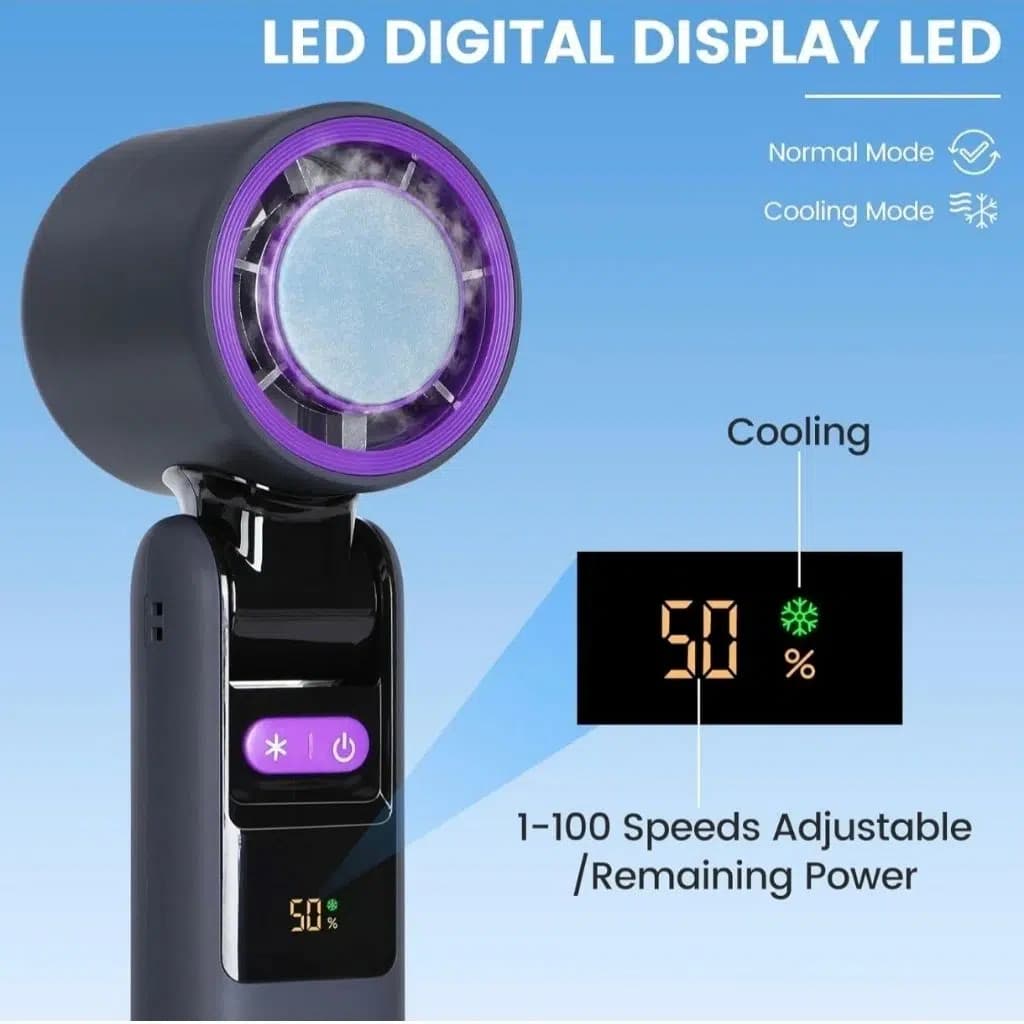 پنکه دستی شارژی با صفحه نمایش دیجیتال مدل K801 — تصویر ۷