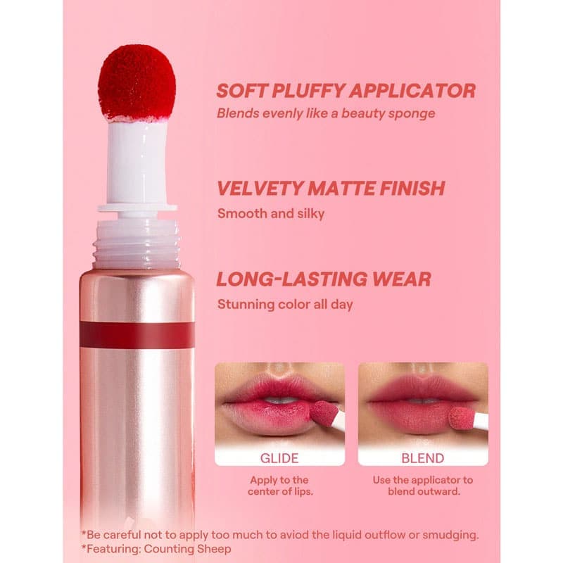 رژ لب مایع مات کوشنی شیگلم SHEGLAM مدل Pout Pillow Cushion Matte رنگ Hit The Hay — تصویر ۵