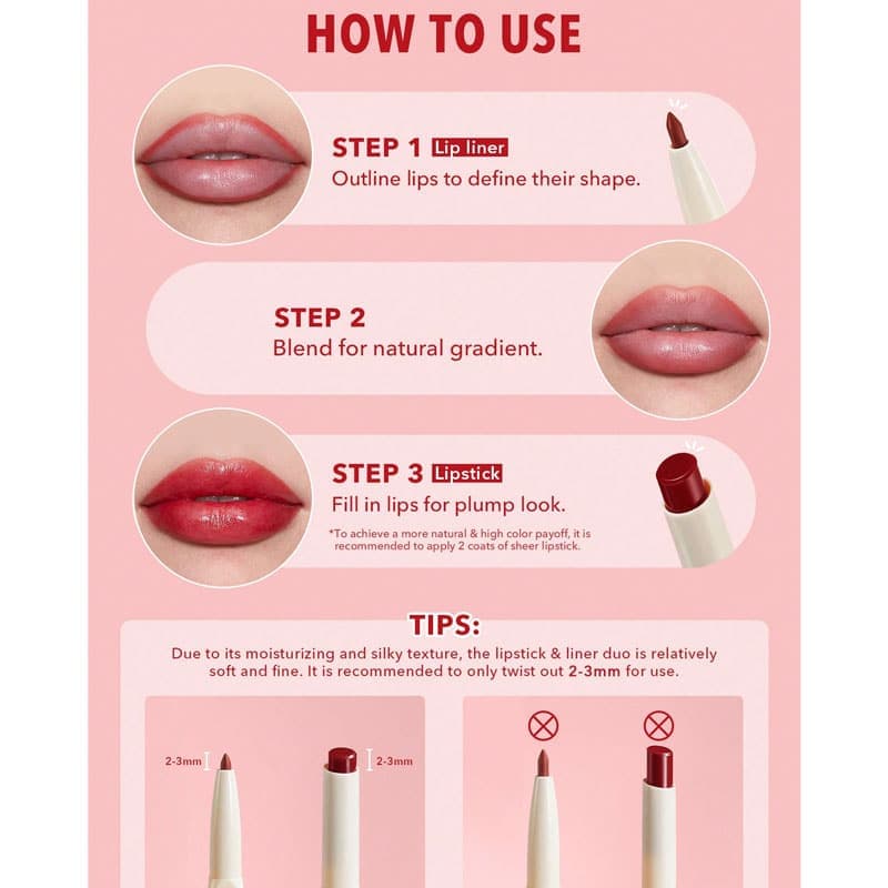 تینت لب و خط لب دو طرفه شیگلم SHEGLAM مدل Glam 101 Sheer Tinted Lipstick & Liner Duo رنگ Cherry Glaze — تصویر ۶