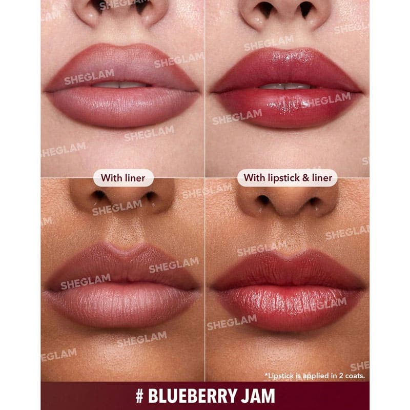 تینت لب و خط لب دو طرفه شیگلم SHEGLAM مدل Glam 101 Sheer Tinted Lipstick & Liner Duo رنگ Blueberry Jam — تصویر ۳