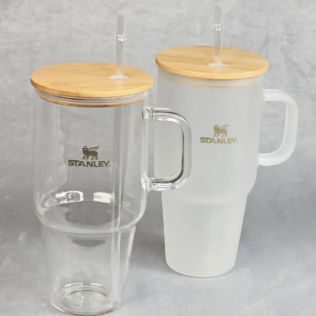 تامبلر طرح استنلی پیرکس درب بامبو گنجایش 32oz کد m322 — تصویر ۸