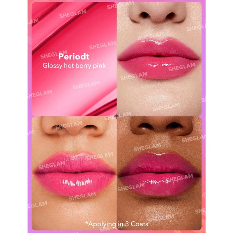 رژلب جامد شاین شیگلم SHEGLAM مدل Mirror Kiss رنگ Periodt — تصویر ۴