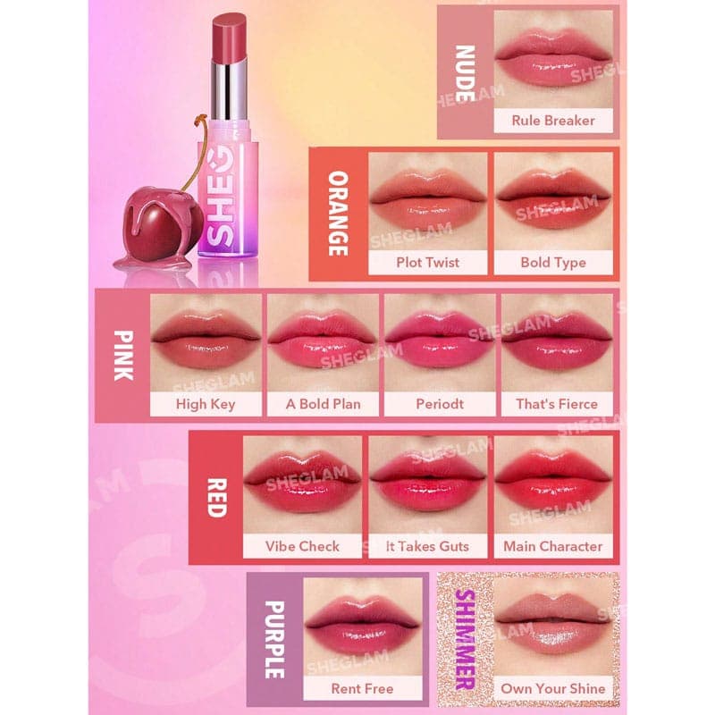 رژلب جامد شاین شیگلم SHEGLAM مدل Mirror Kiss رنگ Periodt — تصویر ۸