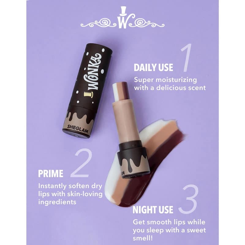 بالم لب 3 رنگ کالکشن ویلی ونکا Willy Wonka شیگلم SHEGLAM مدل Cocoa Yum — تصویر ۴