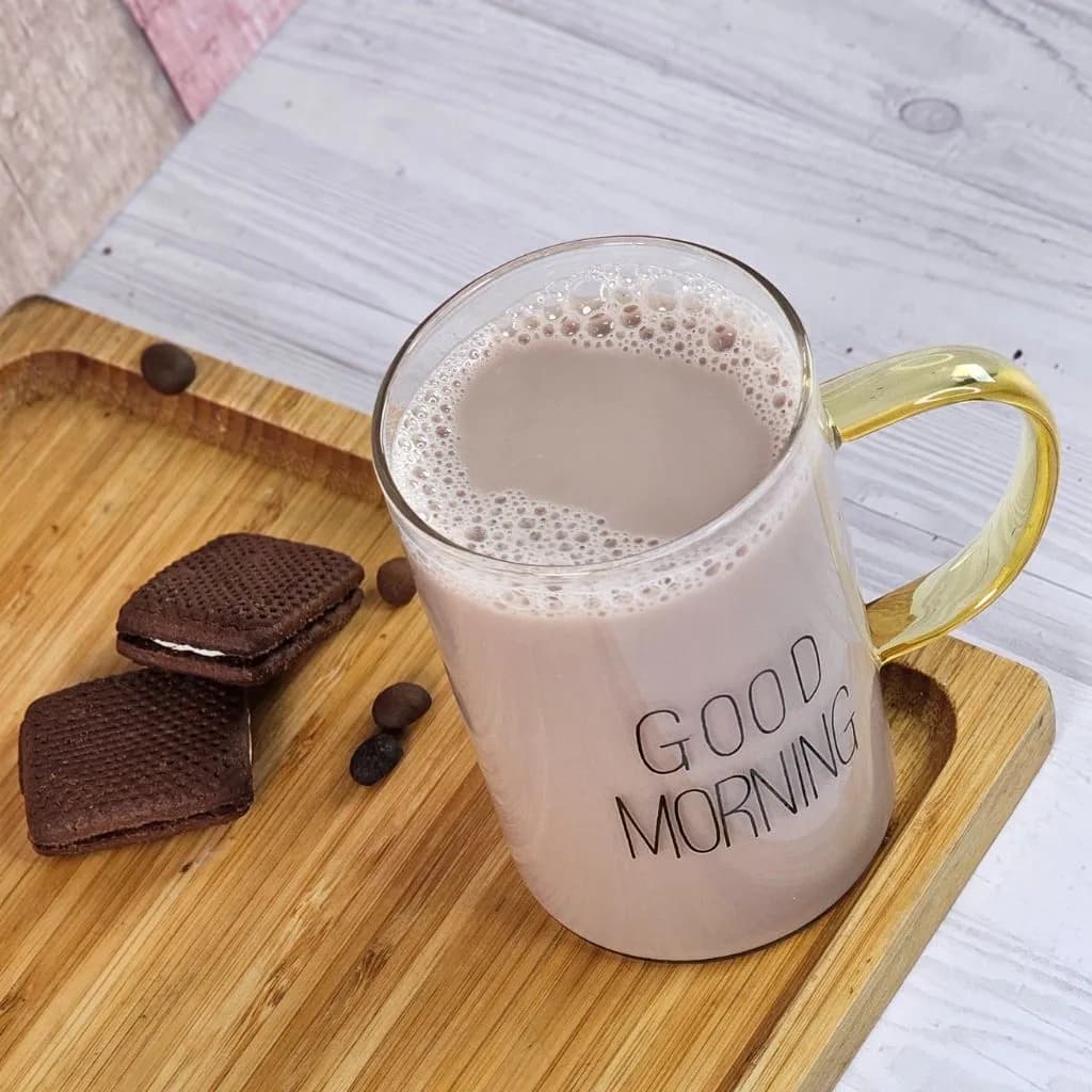 لیوان پیرکس مدل good morning دسته زرد کد m228 — تصویر ۳