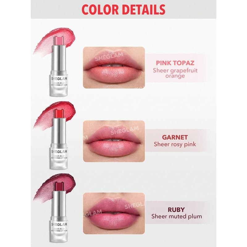 بالم لب ژلی شیگلم SHEGLAM مدل Mello Jello رنگ Ruby — تصویر ۳