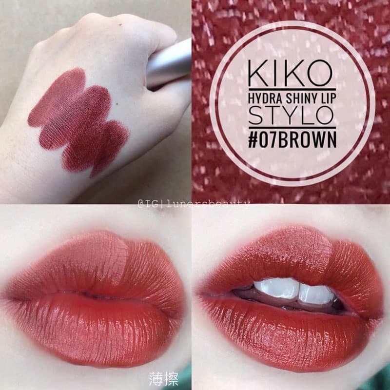 رژلب جامد براق کیکو میلانو KIKO MILANO مدل Hydra Shiny رنگ Brown (شماره 07) — تصویر ۳