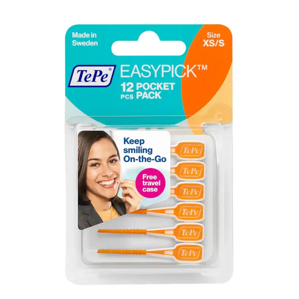 مسواک بین دندانی تپه (TePe) مدل EasyPick سایز XS/S کوچک (رنگ نارنجی) – بسته ۱۲ عددی
