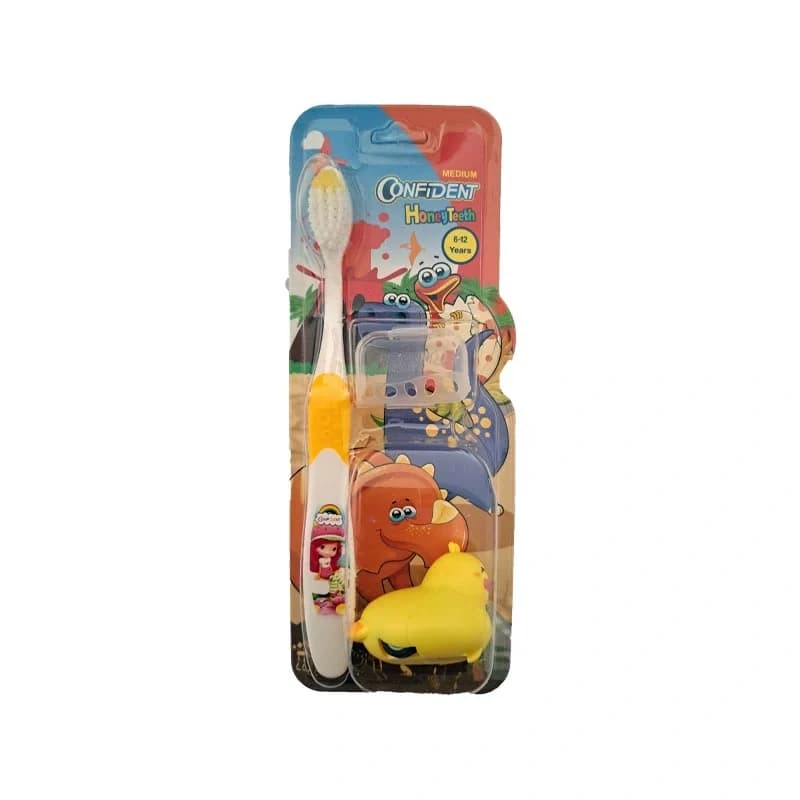 مسواک کودک کانفیدنت مدل Honey Teeth Gift با برس متوسط همراه با جایزه — تصویر ۳