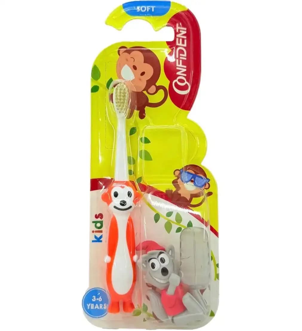 مسواک کودک کانفیدنت مدل Tiny Monkey Gift (میمون کوچک) با برس خیلی نرم همراه با جایزه — تصویر ۳