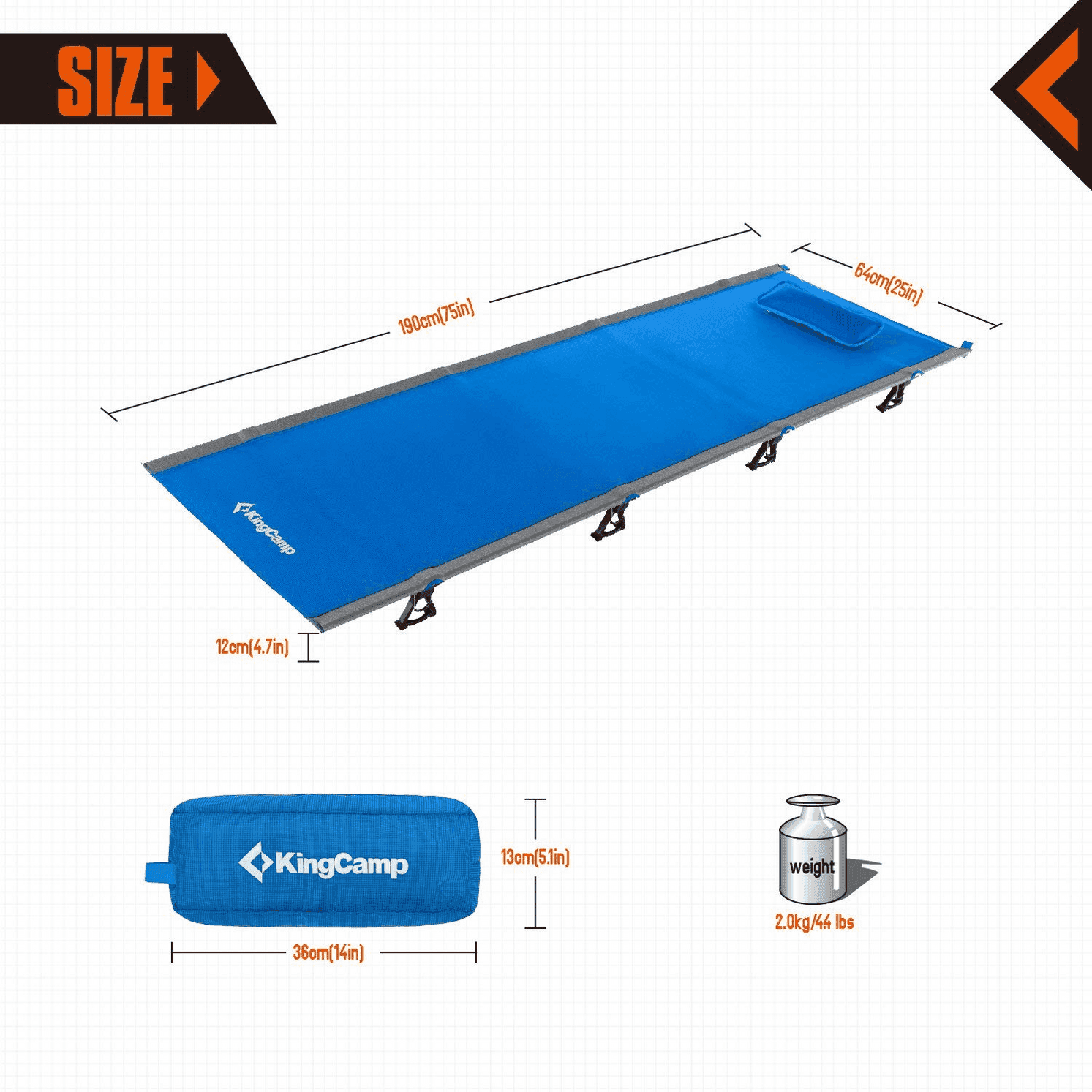 تخت تاشو سفری کینگ کمپ مدل KC3986 — تصویر ۶