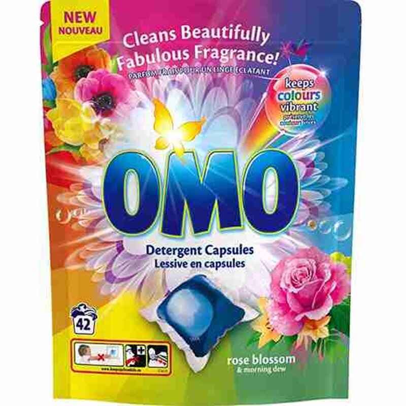 قرص ماشین لباسشویی اومو OMO رایحه شکوفه رز رنگی ۴۲ عددی