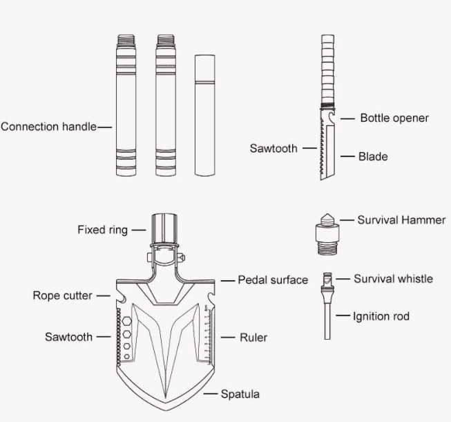 بیل کمپینگ نیچرهایک مدل Multifunctional Outdoor Shovel — تصویر ۴