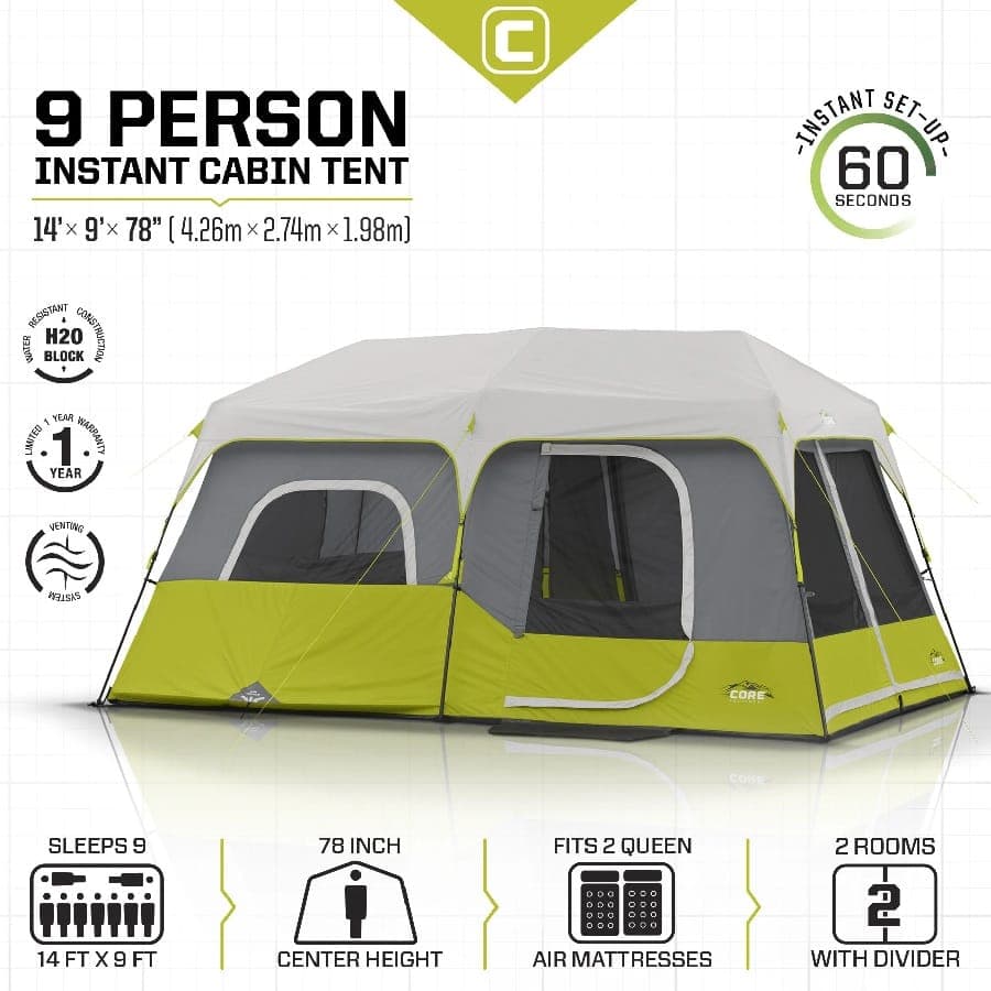چادر اتوماتیک 9 نفره Core مدل Instant Cabin — تصویر ۴