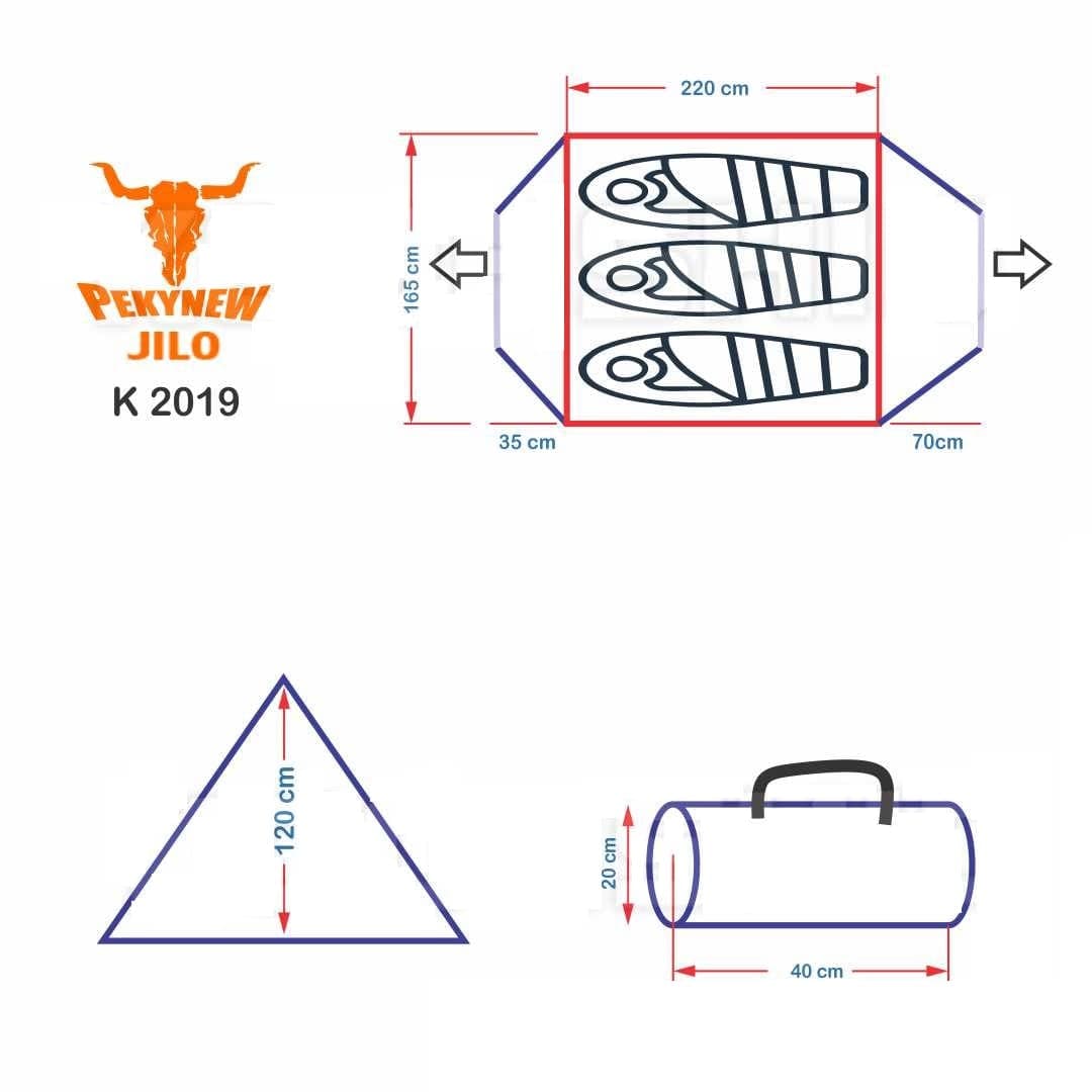 چادر کمپینگ کله گاوی 3 نفره مدل PEKYNEW K-2019 — تصویر ۸