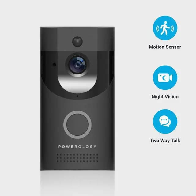 زنگ در هوشمند پاورولوژی Powerology Smart Video Doorbell PSVDBBK (اورجینال نسخه فول پلمپ کمپانی ارسال فوری) — تصویر ۲
