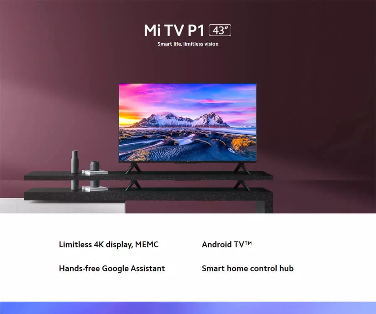 تلویزیون هوشمند شیائومی Mi TV P1 L43M6-6AEU نمایشگر 43 اینچ ا Mi TV P1 43 4K Android TV L43M6-6AEU با گارانتی و پشتیبانی 24 ساعت رایگان — تصویر ۲