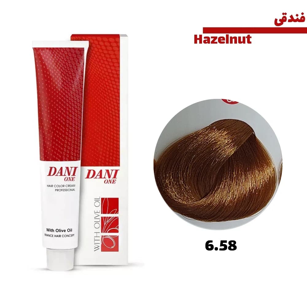 رنگ مو دنی وان سری فندقی کد 6.58 قهوه ای فندقی روشن حجم 100 میلی لیتر