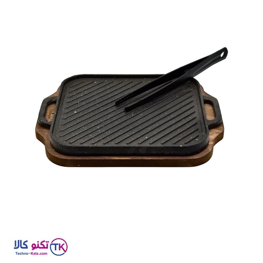 تابه گریل چدن مربع با چوب و انبر یونیک مدل UN-6015