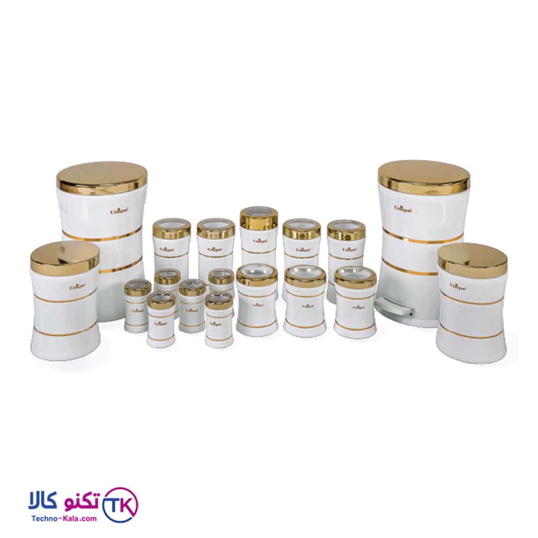 ست 18 کمر باریک خطی سفید طلایی یونیک مدل UN-4694