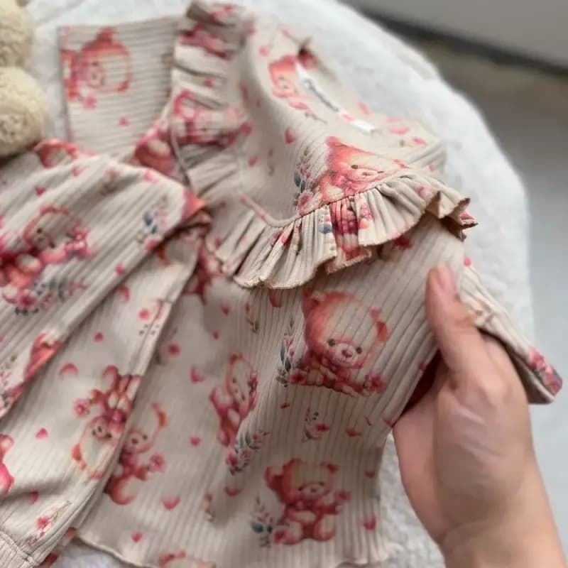 بلوز و شلوار راحتی دخترانه طرح تدی جنس ریلی — تصویر ۸