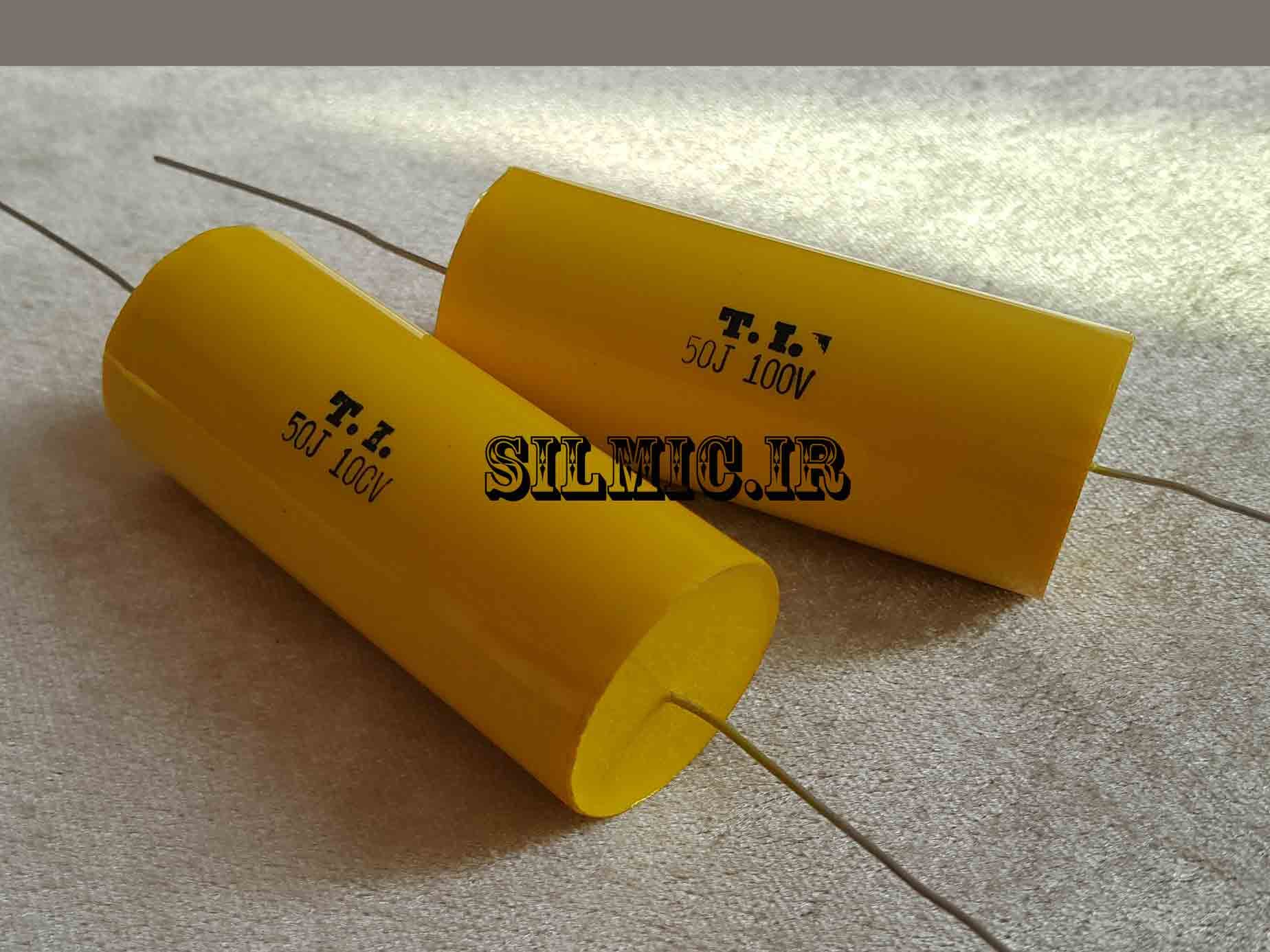 خازن کراس اور اکسیال 50 میکرو فاراد 100 ولت ساخت Tecate آمریکا با گرید صوتی