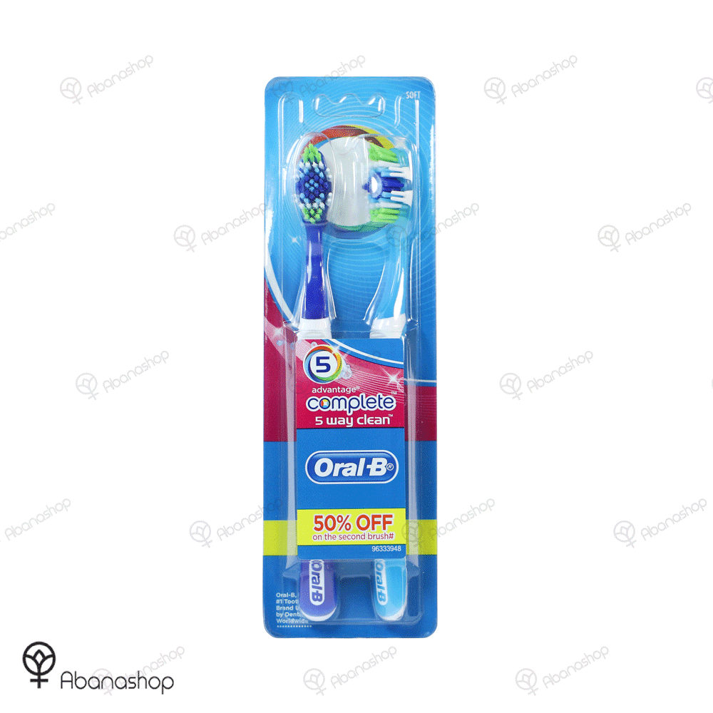 مسواک اورال بی سری Advantage Complete مدل 5Way Clean با برس نرم بسته ۲ عددی Oral B