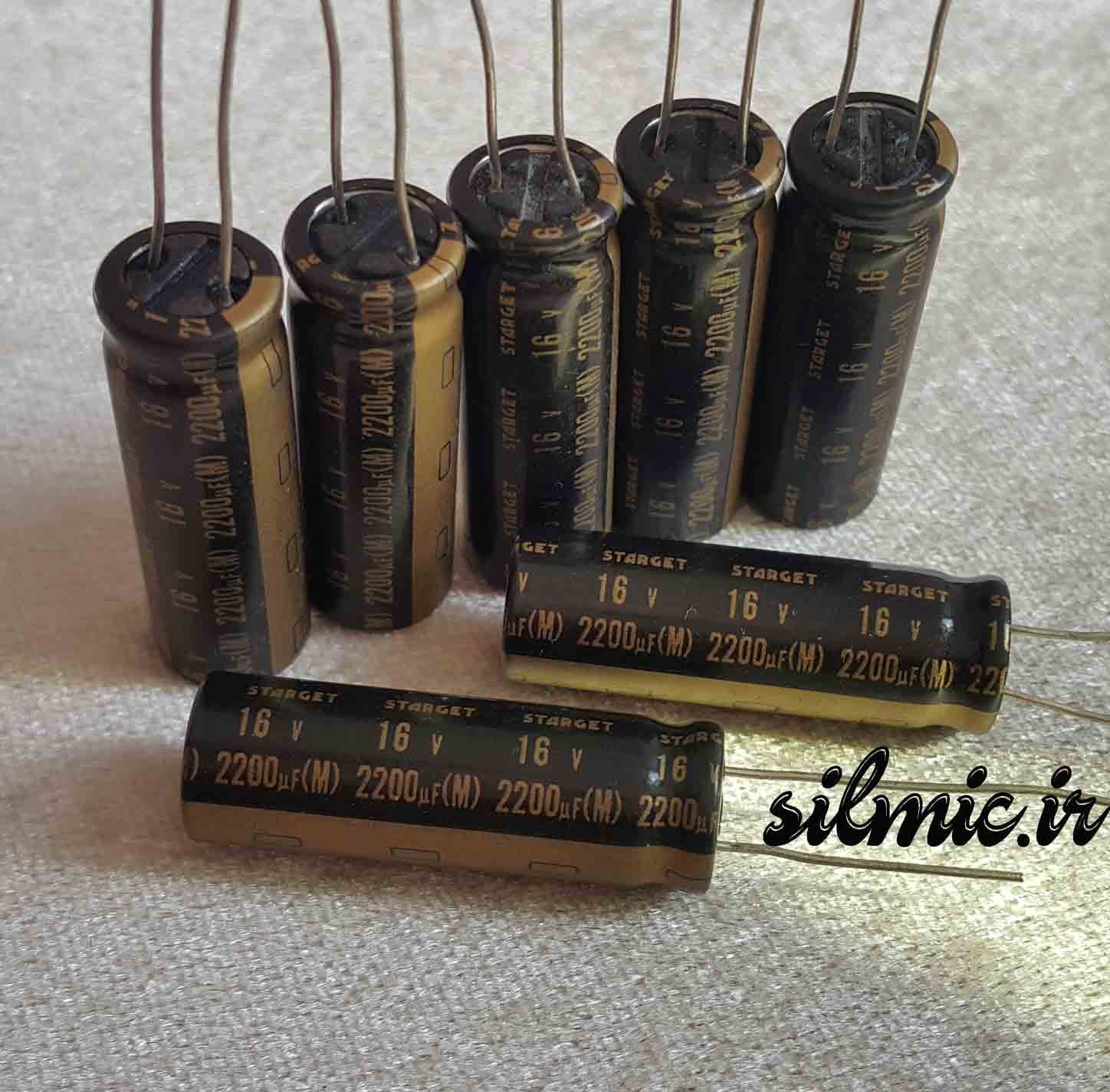 خازن های گرید 2200 میکرو فاراد 16 ولت صوتی النا ژاپن سری STARGET(ROD) — تصویر ۲