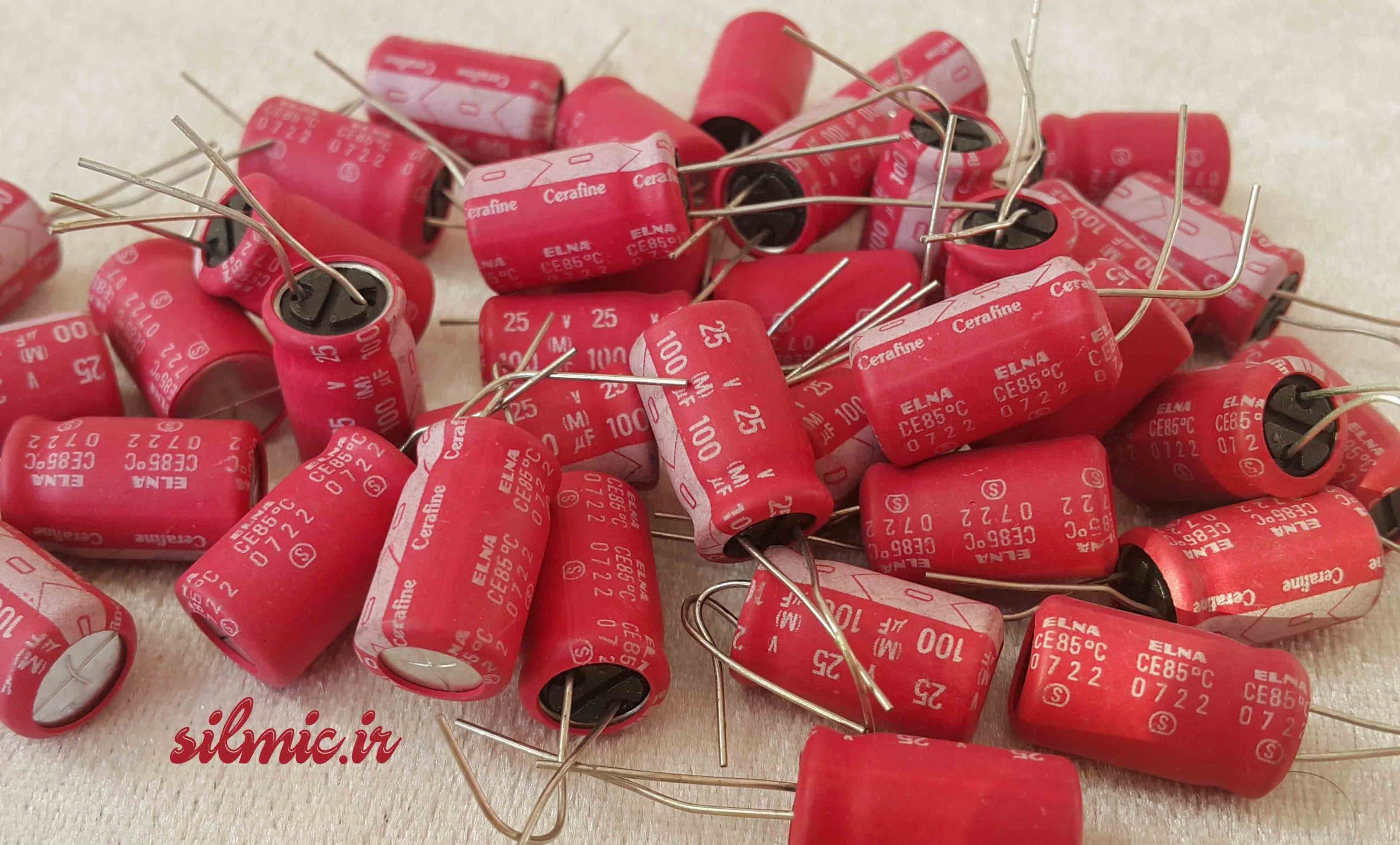خازن های گرید 100 میکرو فاراد 25 ولت ELNA صوتی سری ROA cerafine red — تصویر ۲