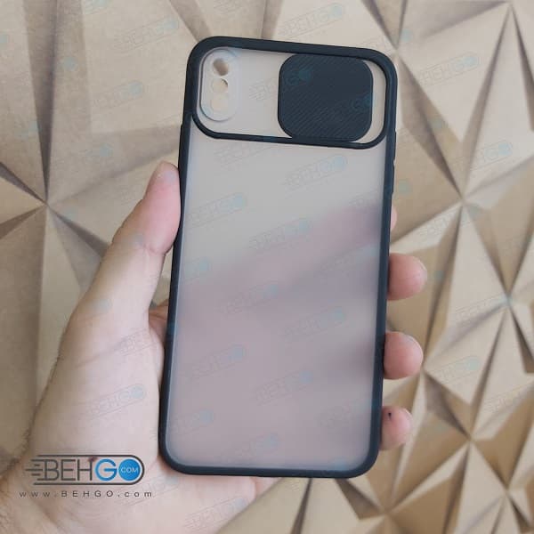 قاب آیفون Iphone XS MAX کاور پشت مات کشویی با محافظ لنز دوربین گوشی آیفون ایکس اس مکس — تصویر ۳
