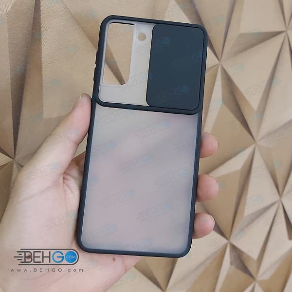 قاب S21 کاور پشت مات محافظ لنزدار کشویی گارد S21 با محافظ لنز دوربین گوشی سامسونگ Lens Slider Case For Samsung S21 — تصویر ۲
