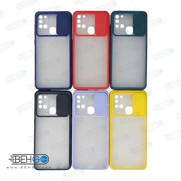 قاب A21S کاور پشت مات محافظ لنزدار کشویی گارد A21S با محافظ لنز دوربین گوشی سامسونگ Lens Slider Case For Samsung A21S