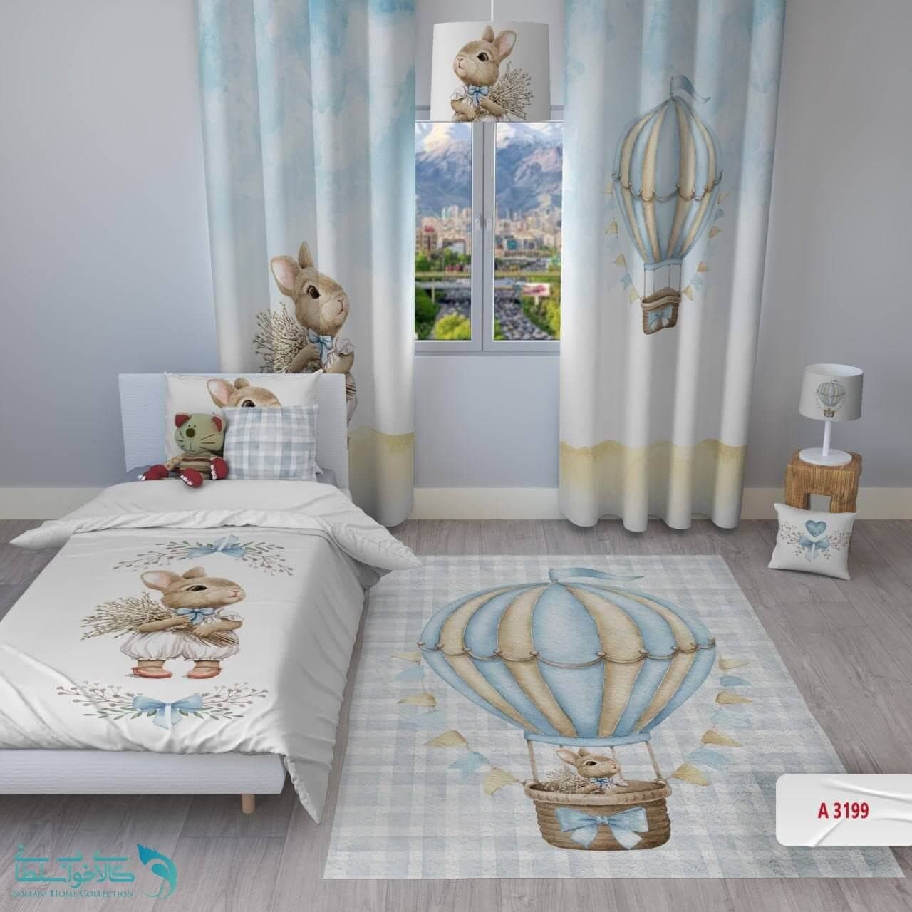 روتختی اتاق کودک طرح بالن خرگوش سایز یکنفره کد A3199