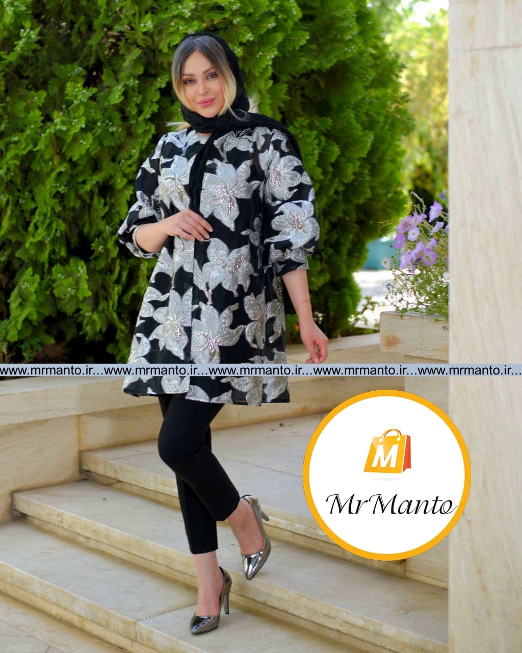 مانتو شیک عید ژاکارد سیلوانا — تصویر ۵