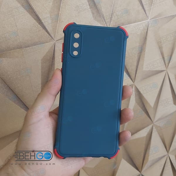 قاب سامسونگ A02 کاور مدل ژله ای دکمه رنگی با محافظ لنز دوربین گوشی گارد محافظ قاب Samsung A02/A022 — تصویر ۲