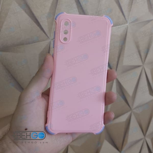 قاب سامسونگ A02 کاور مدل ژله ای دکمه رنگی با محافظ لنز دوربین گوشی گارد محافظ قاب Samsung A02/A022 — تصویر ۵